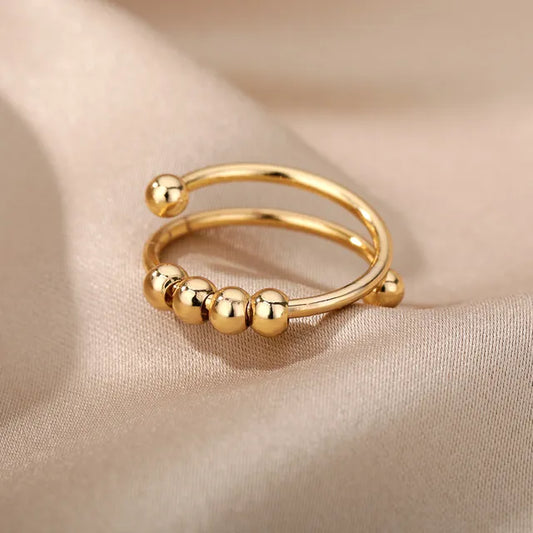 Jade - Aranyszínű gyűrű nemesacél gyöngyökkel