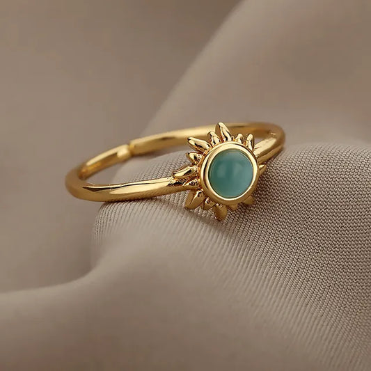Quinn - Aranyszínű gyűrű kék kővel
