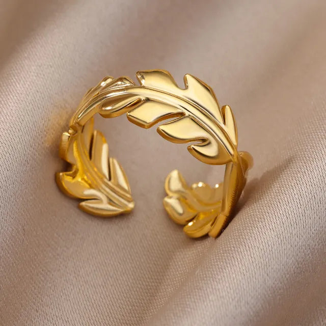 Palm - Aranyszínű levél formájú gyűrű